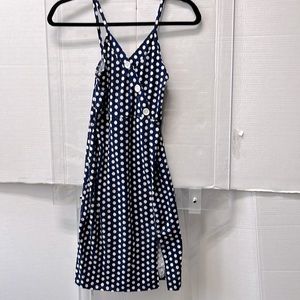 Girls dress size 10-12 polkas dots navy blue